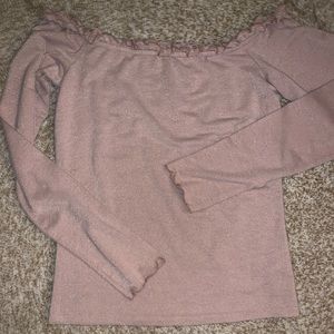 sparkly/ glittery off the shoulder pink top